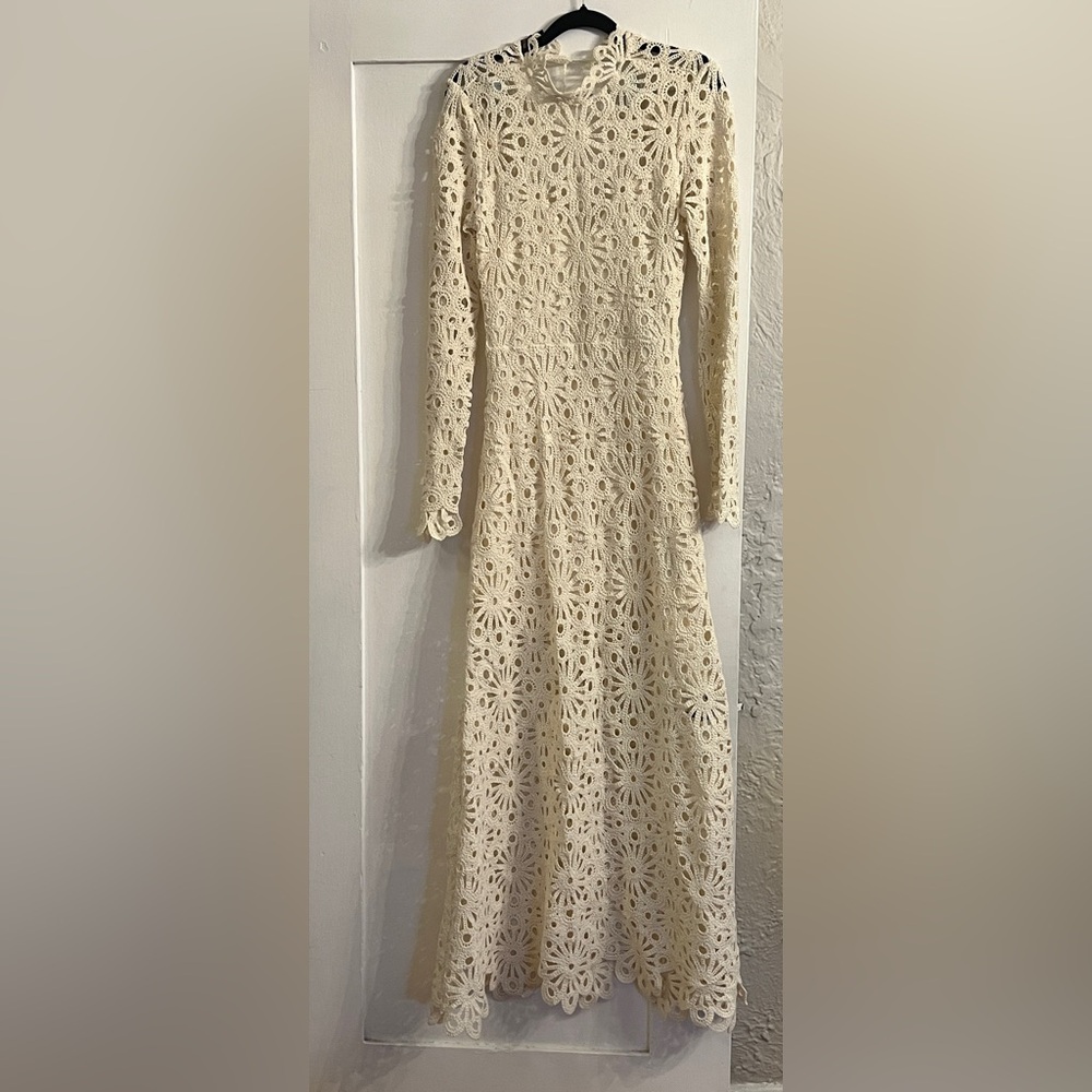 Maje Elegant Cream Lace Maxi Dress